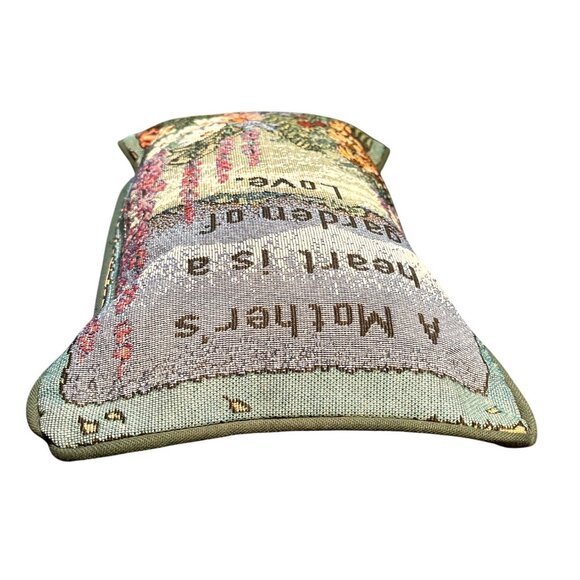 Decorative Needlepoint Pillow "A Mothers Heart Is A Garden Of Love" Floral Desig - Picture 5 of 6